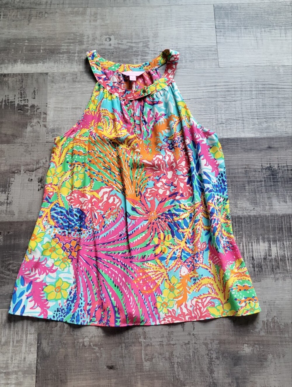 Lilly Pulitzer Size Small Rogan Top Fishing For Compliments Halter Silk Tropical